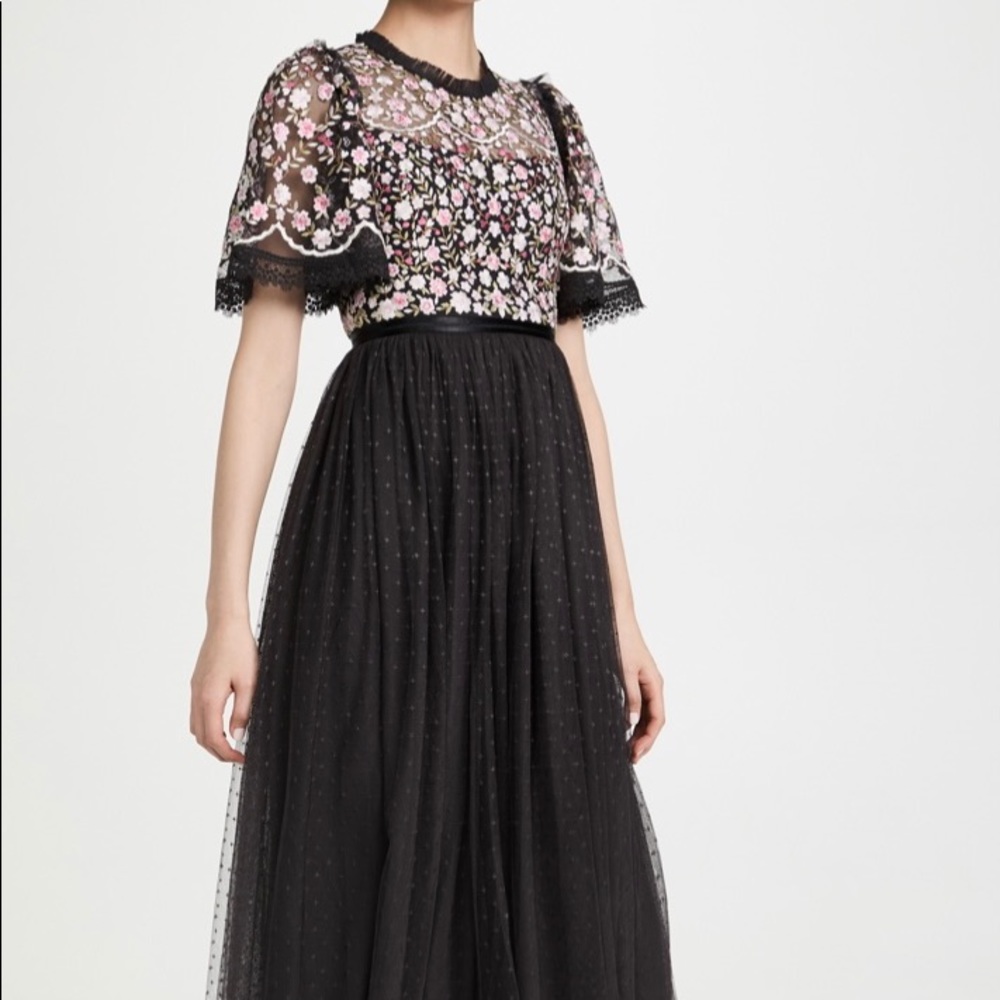 Needle & Thread Rosie Lace Short Sleeve Ankle Gown - Size 4